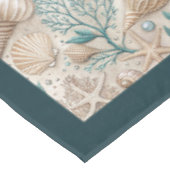 Küste Seashells Seesterne Pastellgrün Elfenbein Tischdecke (Schrägansicht)