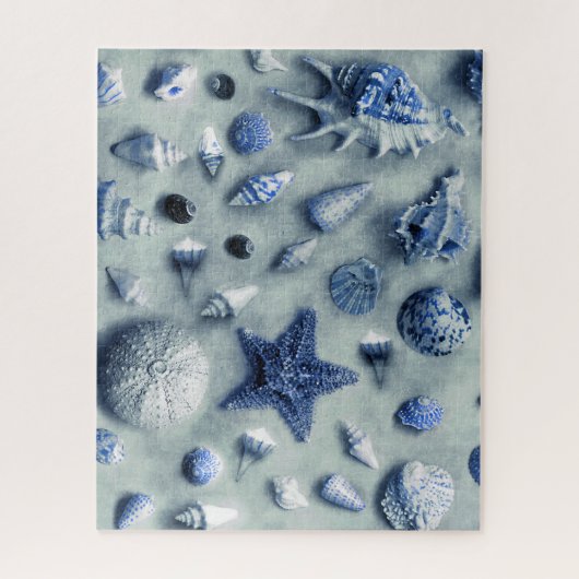 Küste Seashells Starfish Beach Indigo Blue Puzzle (Vertikal)