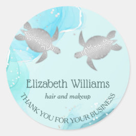 Küste Silver Blue Turtles Runder Aufkleber