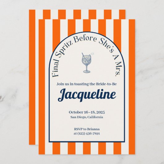 Küste Spritz Bachelorette, Einladung (Vorne/Hinten)