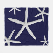 Küste Starfish Navy Blue & White Tropical Beach Fleecedecke (Vorderseite (Horizontal))