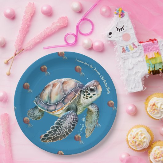 Küste Stil Ozean und Schildkröte Wasserfarbe indiv Pappteller (Party)
