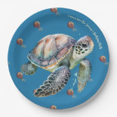 Küste Stil Ozean und Schildkröte Wasserfarbe indiv Pappteller (Vorderseite)