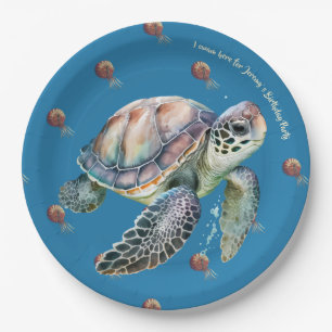 Küste Stil Ozean und Schildkröte Wasserfarbe indiv Pappteller
