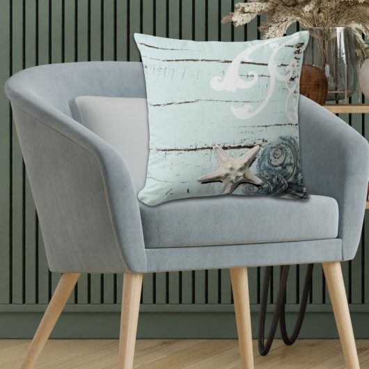 Küste Strand Meer Aqua Blue Seesterne Muscheln Kissen