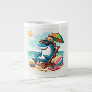 Küste/Strand niedlicher Cartoon Hai Jumbo-Tasse