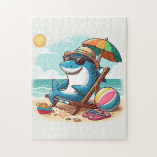 Küste/Strand niedlicher Cartoon Hai Puzzle