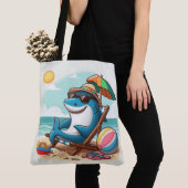 Küste/Strand niedlicher Cartoon Hai Tasche (Von Nahem)
