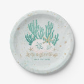 Küste Strand SEAS & Greetings Türkis Glitzer Pappteller (Vorderseite)