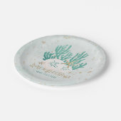 Küste Strand SEAS & Greetings Türkis Glitzer Pappteller (Schrägansicht)