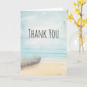 Küste Strand Szene mit Wald Rowboat Vielen Dank Karte (Gelbe Blume)