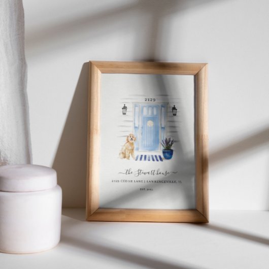 Küste Strand Wasserfarbenfront Goldendoodle Poster