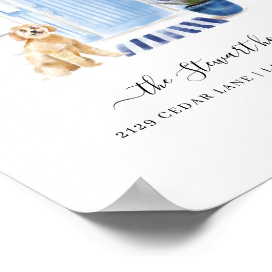 Küste Strand Wasserfarbenfront Goldendoodle Poster (Ecke)