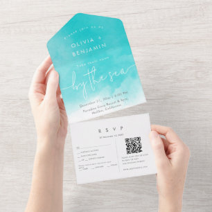 Küste Strand Ziel QR Code UAWG Wedding All In One Einladung