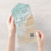 Küste Strand Ziel QR Code UAWG Wedding All In One Einladung (Abreißen)