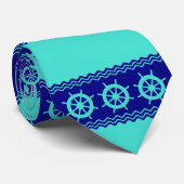 Küste Türkisch Blue Stripe Helm Nautic Krawatte (Gerollt)