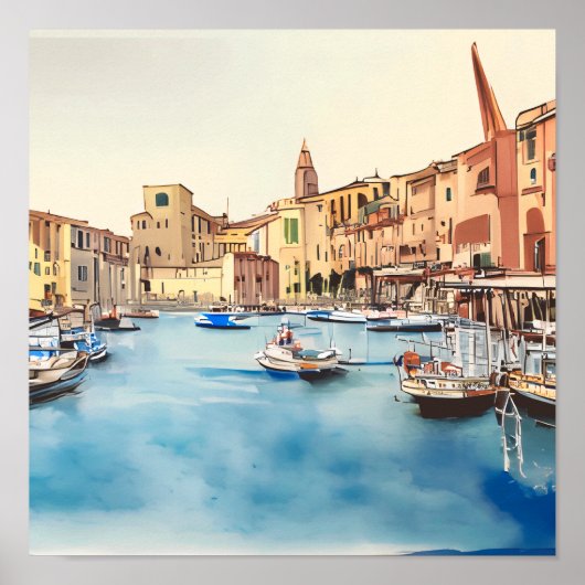 Küste und Boote im Hafen, italienisch Poster (Vorne)