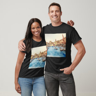 Küste und Boote im Hafen, italienisch T-Shirt