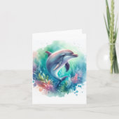 Küste unter dem Meeresdolphin Dankeskarte (Vorderseite)