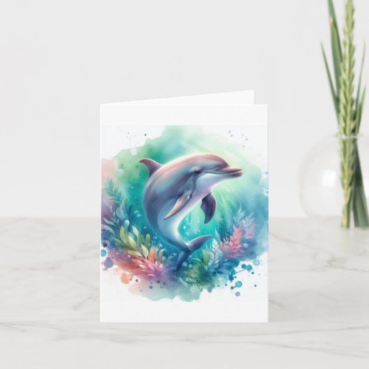 Küste unter dem Meeresdolphin Dankeskarte (Vorderseite)