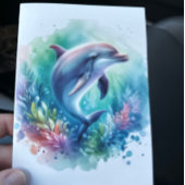 Küste unter dem Meeresdolphin Dankeskarte
