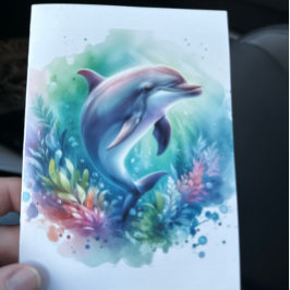 Küste unter dem Meeresdolphin Dankeskarte