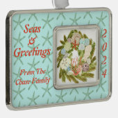 Küste Urlaub Meer & Grüße Rahmen-Ornament Silber (Rechts)