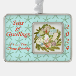 Küste Urlaub Meer & Grüße Rahmen-Ornament Silber