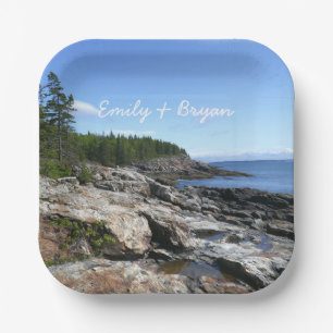 Küste von Bar Island im Acadia National Park Pappteller