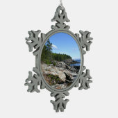 Küste von Bar Island im Acadia Nationalpark Schneeflocken Zinn-Ornament (Links)