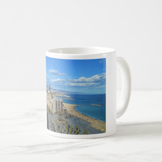 Küste von Barcelona Spanien Kaffeetasse (VorderseiteRechts)