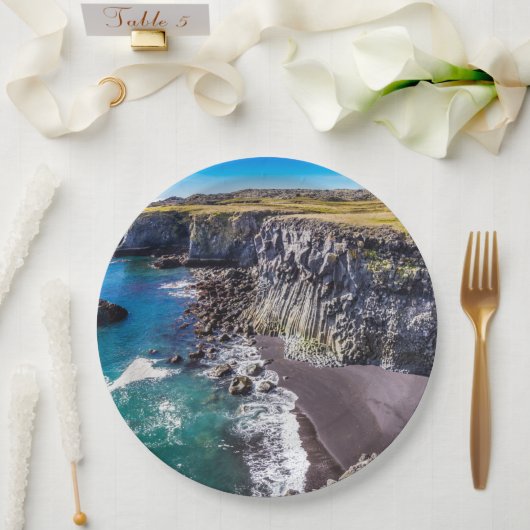 Küste von Hellnahraun, Island Pappteller (Hochzeit)