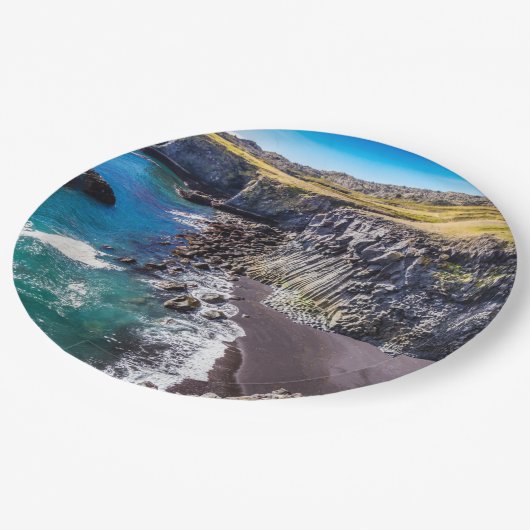 Küste von Hellnahraun, Island Pappteller (Schrägansicht)