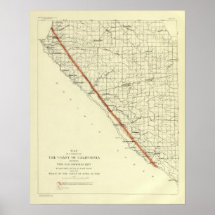 Küste von Kalifornien San- Andreasriß zeigend Poster