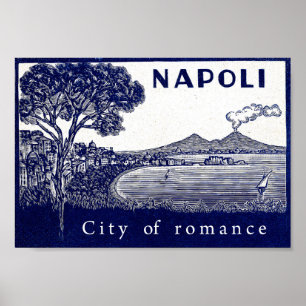 Küste von Neapel, Italien, Stadt, Romantik, Vulkan Poster