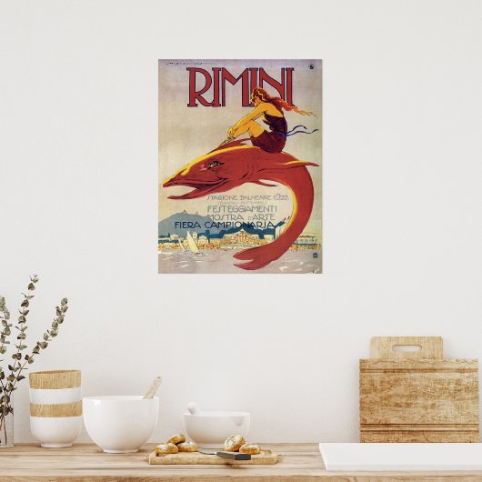 Küste von Rimini, Italien, Mädchen auf einem große Poster (Küche)