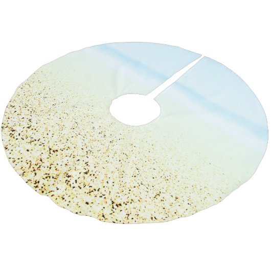 Küste von Sand und Meer Polyester Weihnachtsbaumdecke (Schrägansicht)