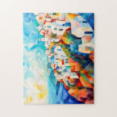 Küste von Santorini in künstlerischer Darstellung Puzzle (Vertikal)
