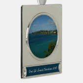 Küste von St. Lucia Karibisches Foto Banner-Ornament Silber (Rechts)