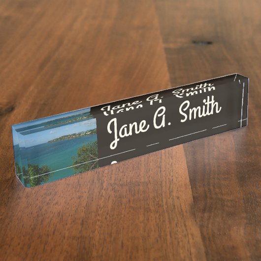 Küste von St. Lucia Karibisches Foto Namensplakette (Seite)