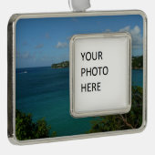 Küste von St. Lucia Karibisches Foto Rahmen-Ornament Silber (Rechts)