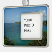 Küste von St. Lucia Karibisches Foto Rahmen-Ornament Silber (Links)