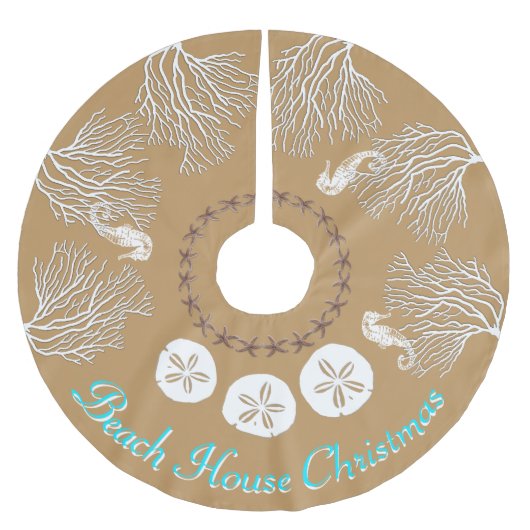 Küste Weihnachtsmeerkoralle Personalisiert Polyester Weihnachtsbaumdecke (Vorderseite)