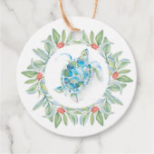 Küste Weihnachtssee Schildkröte Wasserfarbe Geschenkanhänger (Vorderseite)