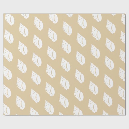 Küste Weiße Seashell & Taupe Geschenkpapier (Flach)