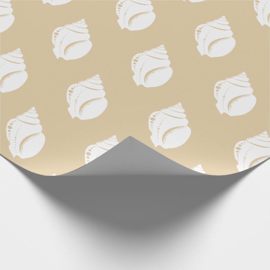 Küste Weiße Seashell & Taupe Geschenkpapier (Ecke)
