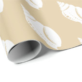 Küste Weiße Seashell & Taupe Geschenkpapier (Rolleneckpunkt)