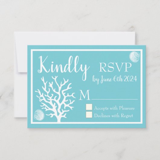 Küste Weißmeerkoralle & Cyan Blue UAWG RSVP Karte (Vorderseite)