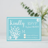 Küste Weißmeerkoralle & Cyan Blue UAWG RSVP Karte (Stehend Vorderseite)