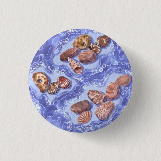 Küste, Wellen, Kies Button (Vorderseite)